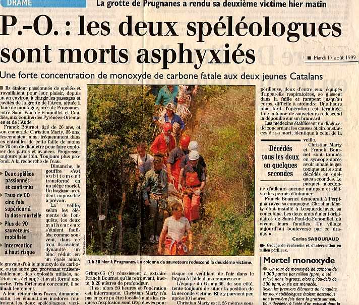 Deux morts dans les PO : ARTICLE DANS UNE ETROITURE / PATIENCE, IL ARRIVE...